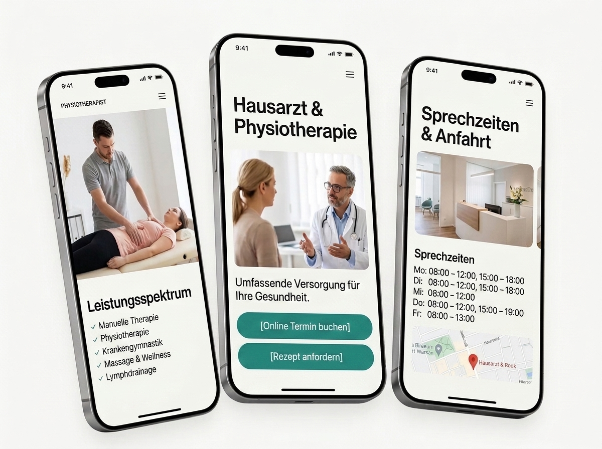 Vorschau der Praxis Website auf Smartphones