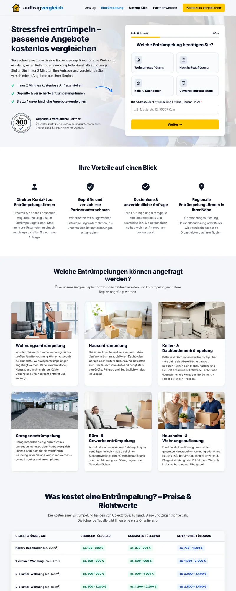 Auftragvergleich Umzugsangebote Lead-Generierung