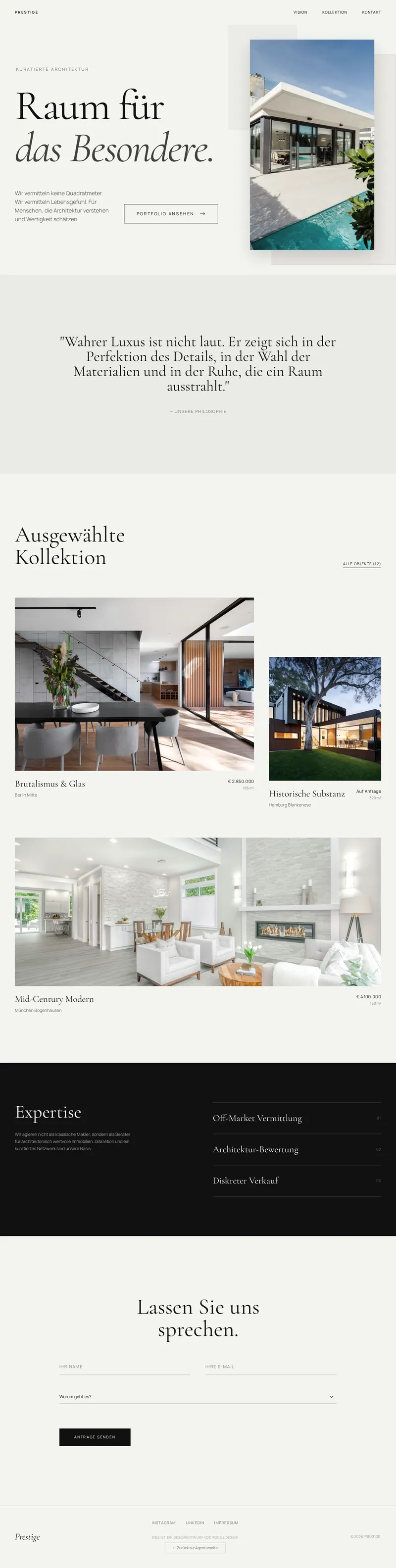 Prestige Real Estate Website Screenshot