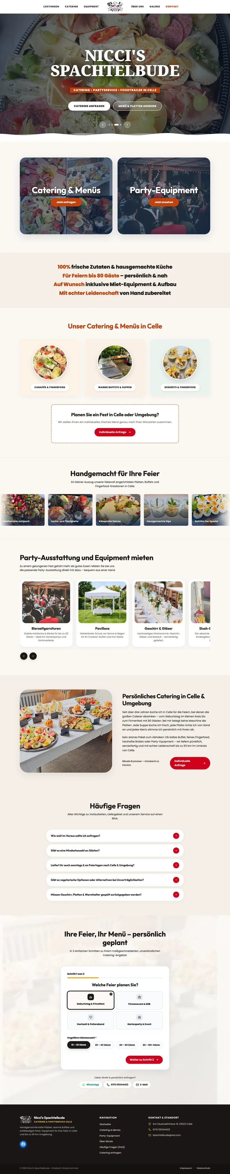 Niccis Spachtelbude Catering Website Celle